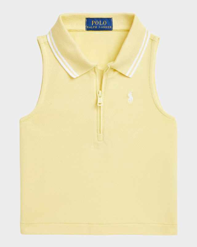Girl's Sleeveless Mesh Polo Shirt, Size 2-